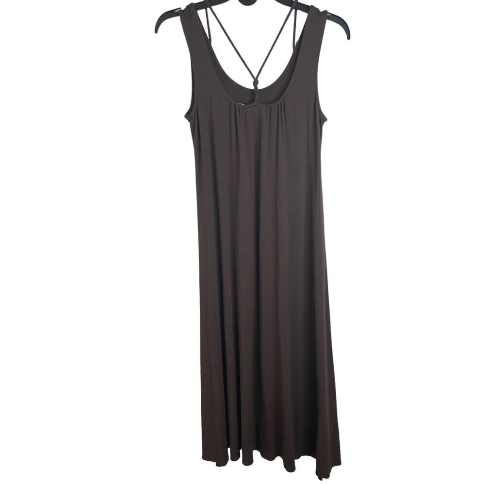 Eileen Fisher Petite size 2/4‎ brown maxi dress tank back strap